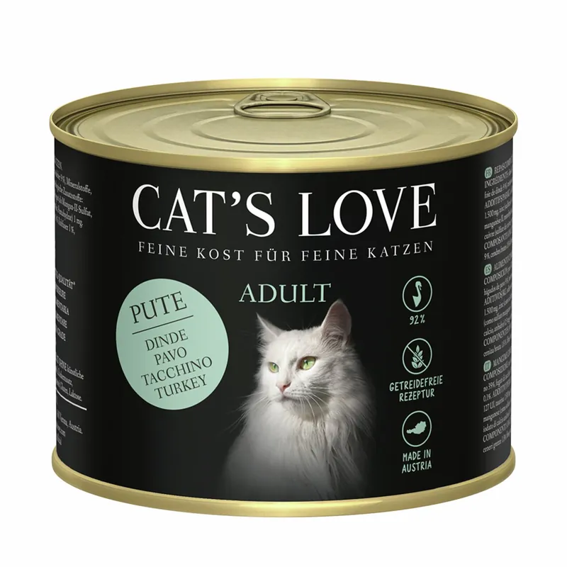 Bestseller Sparpaket 24 x 200 g Cat's Love Adult Pute Pur Katzen Nassfutter